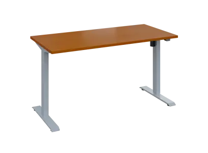 Flexi 27-14 výškově nastavitelný stůl, kovová podnož stříbrná, deska 25 mm, široký 1400 mm, třešeň šumavská